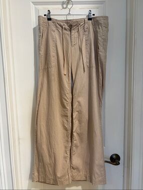 GAP women’s Linen Cotton blend Khaki Drawstring Pants size 8